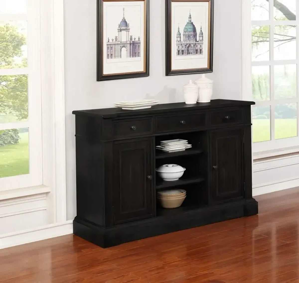 Coaster Phelps 2-Door Sideboard Buffet Cabinet Distressed Noir