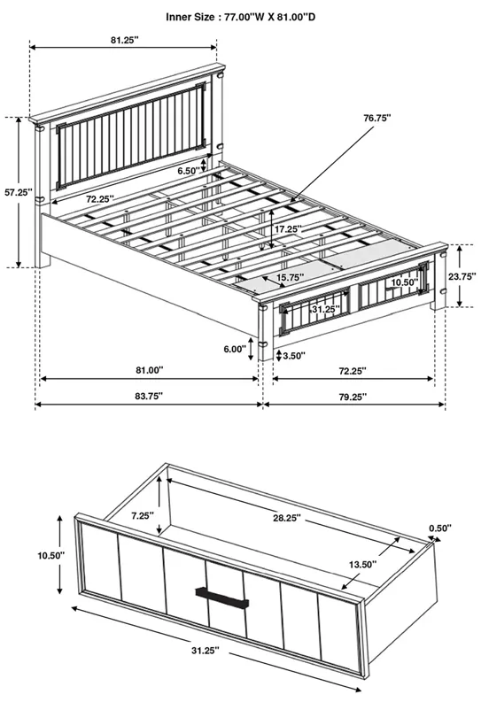 BRENNER EASTERN KING STORAGE BED RUSTIC HONEY