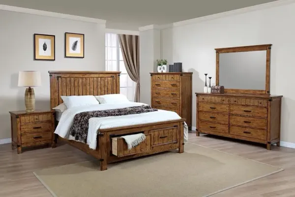 Brenner Wood King Storage Panel Bed Rustic Honey