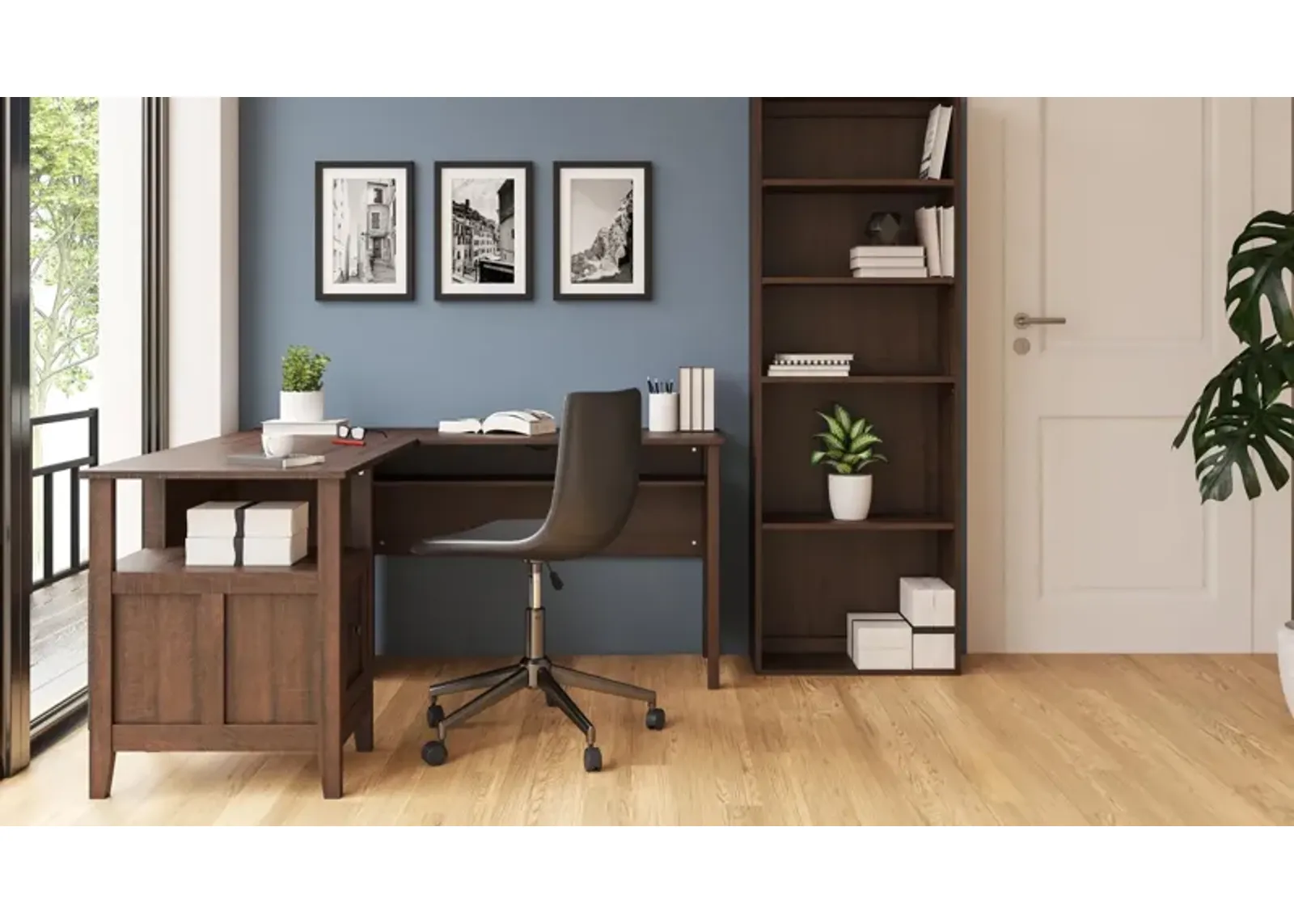 CAMIBURG 58" HOME OFFICE DESK WARM BROWN SIGNATURE DESIGN