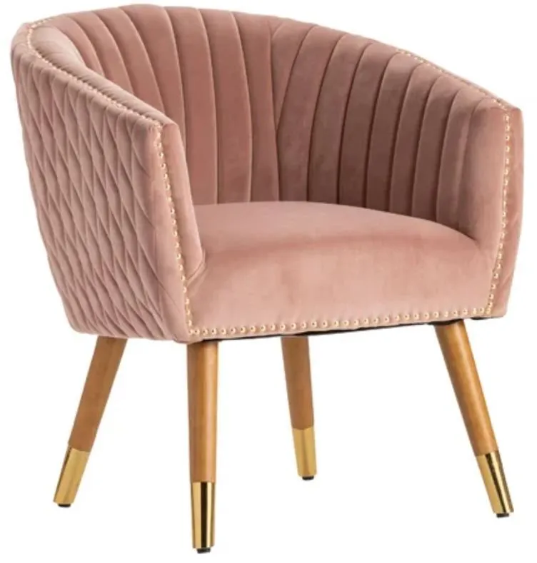 ROSSLYN BROWN/GOLD/PINK ACCENT CHAIR