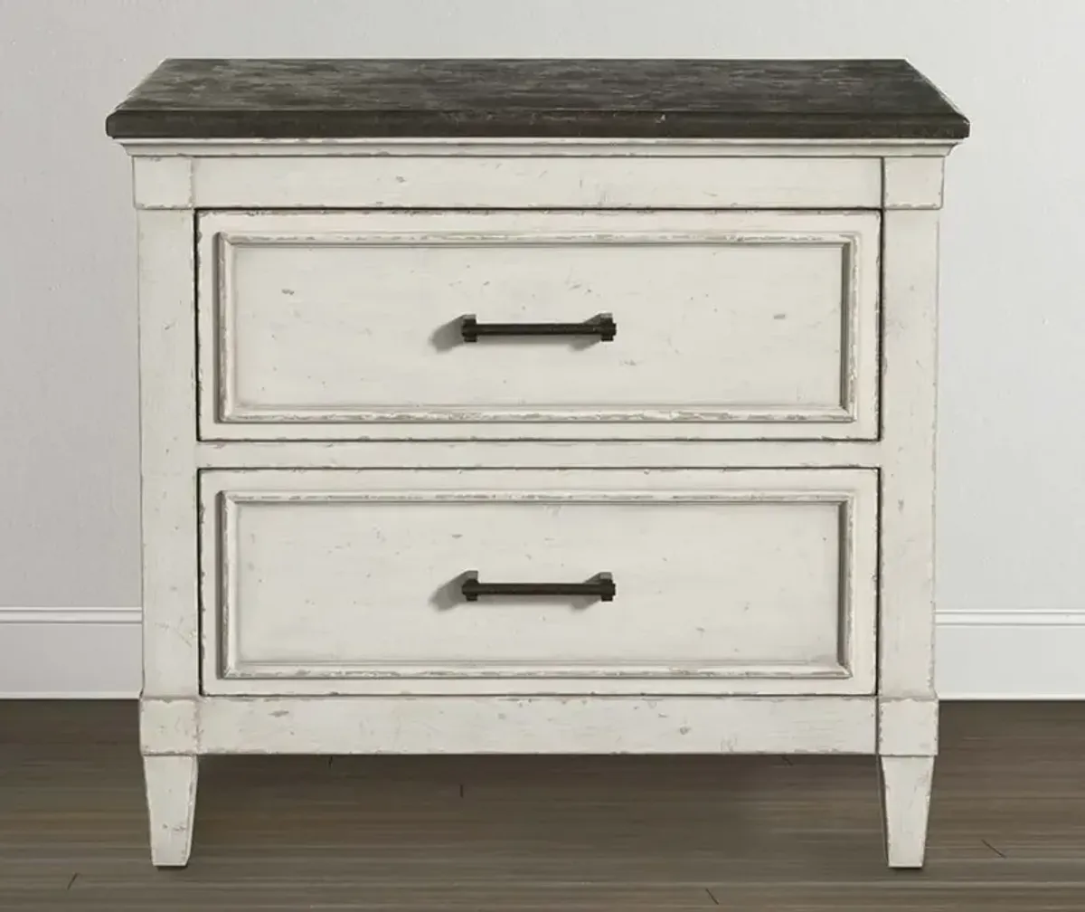 Bassett Bella Aged Whitestone Stone Top Nightstand