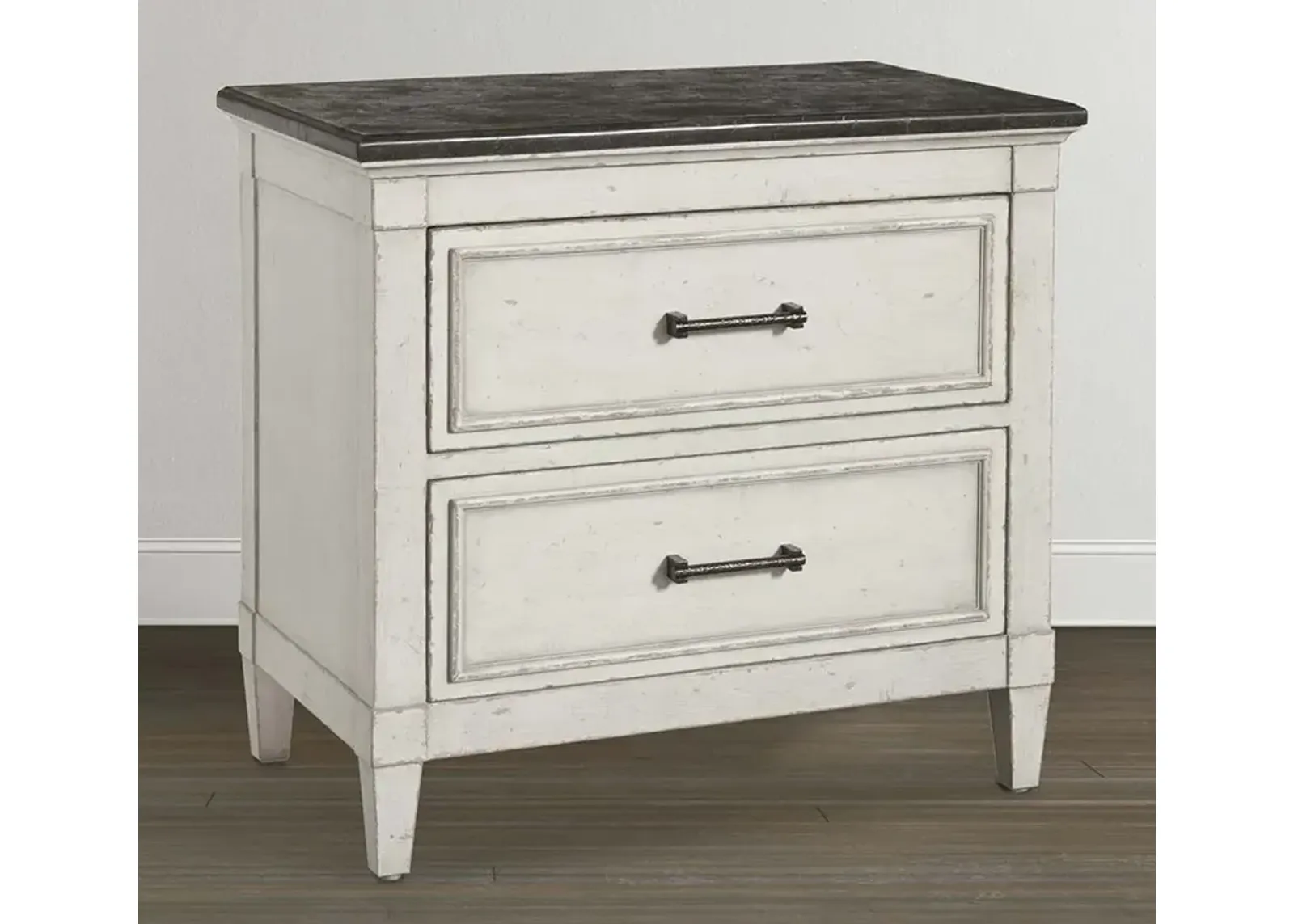 Bassett Bella Aged Whitestone Stone Top Nightstand