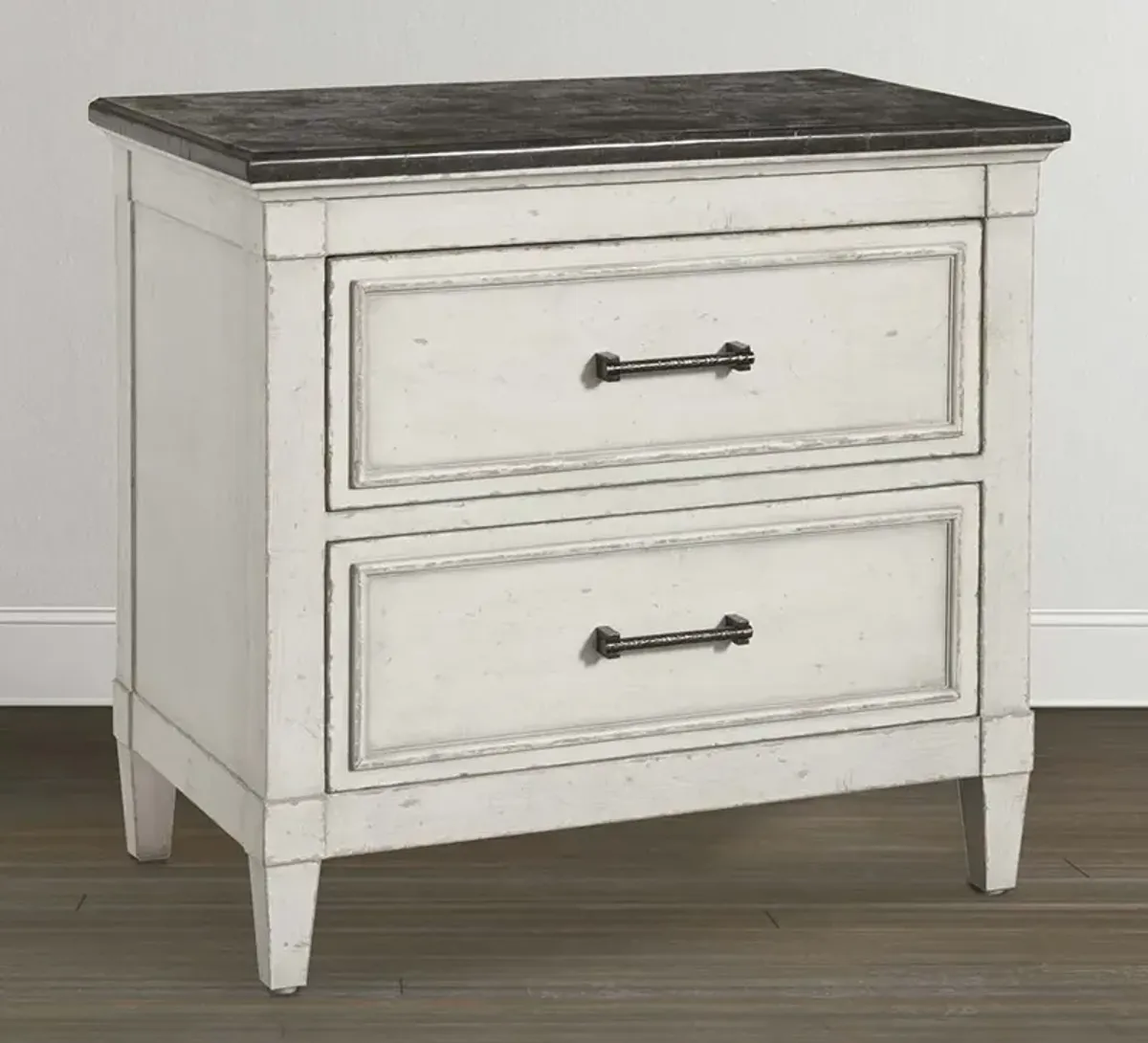 Bassett Bella Aged Whitestone Stone Top Nightstand