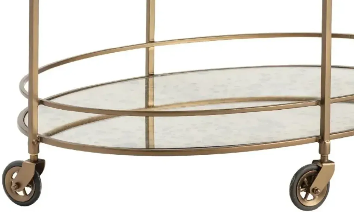 WATERFORD GOLD OVAL BAR CART