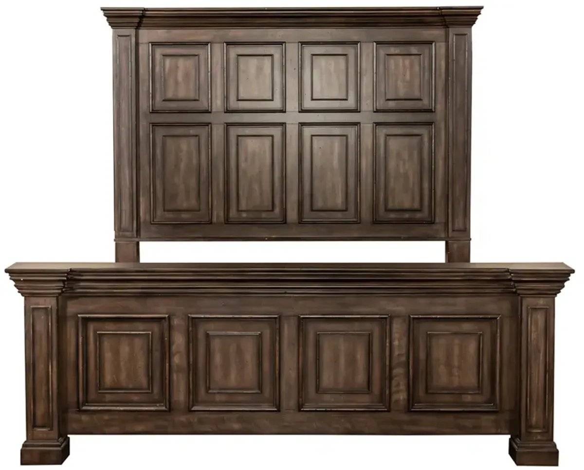 Liberty Furniture Distressed Brownstone King Panel Bed Big Valley