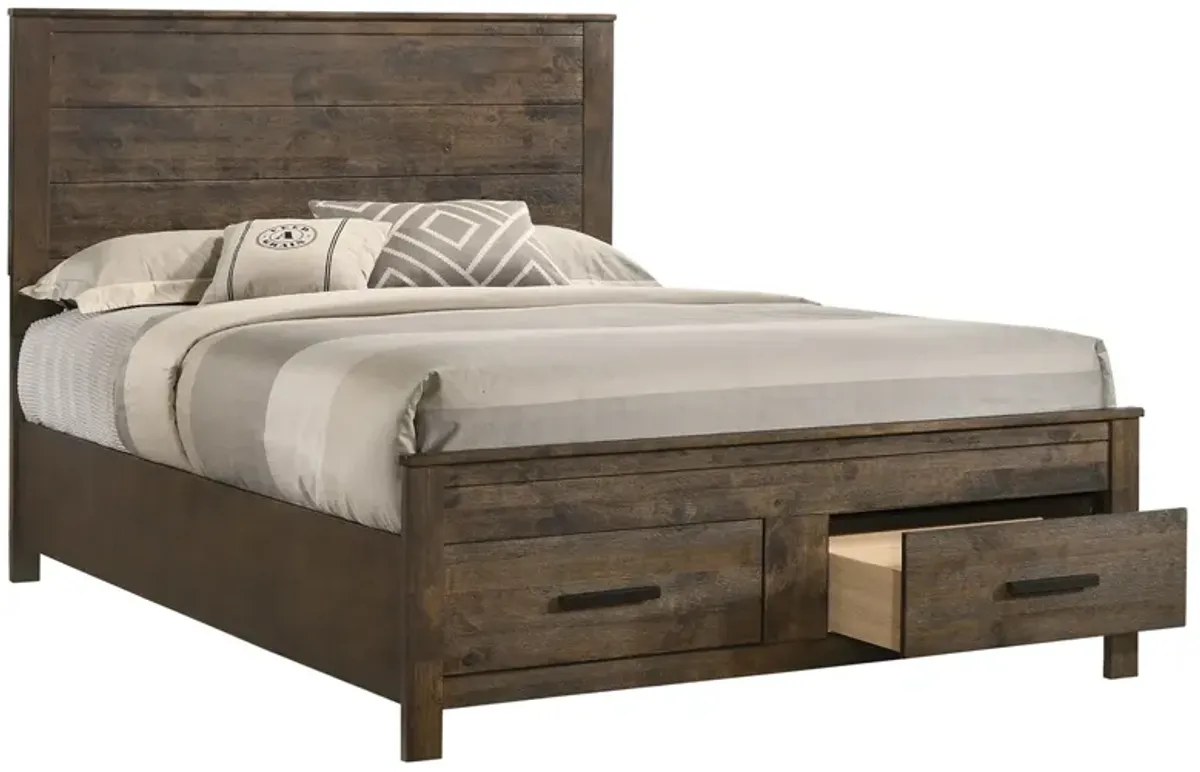 Coaster Woodmont Wood Queen Storage Panel Bed Rustic Golden Brown