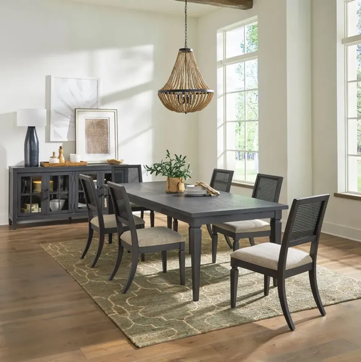 Liberty Furniture Caruso Heights 7-Piece Aged Whiskey Finish Dining Table Set