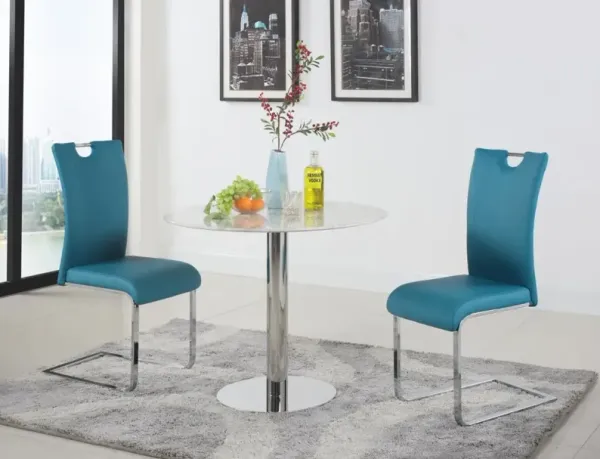 Chintaly Melissa Blue Contemporary Handle-Back Cantilever Side Chair