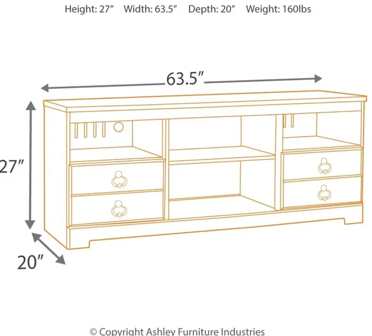 Ashley 64 Inch Willowton TV Stand Whitewash