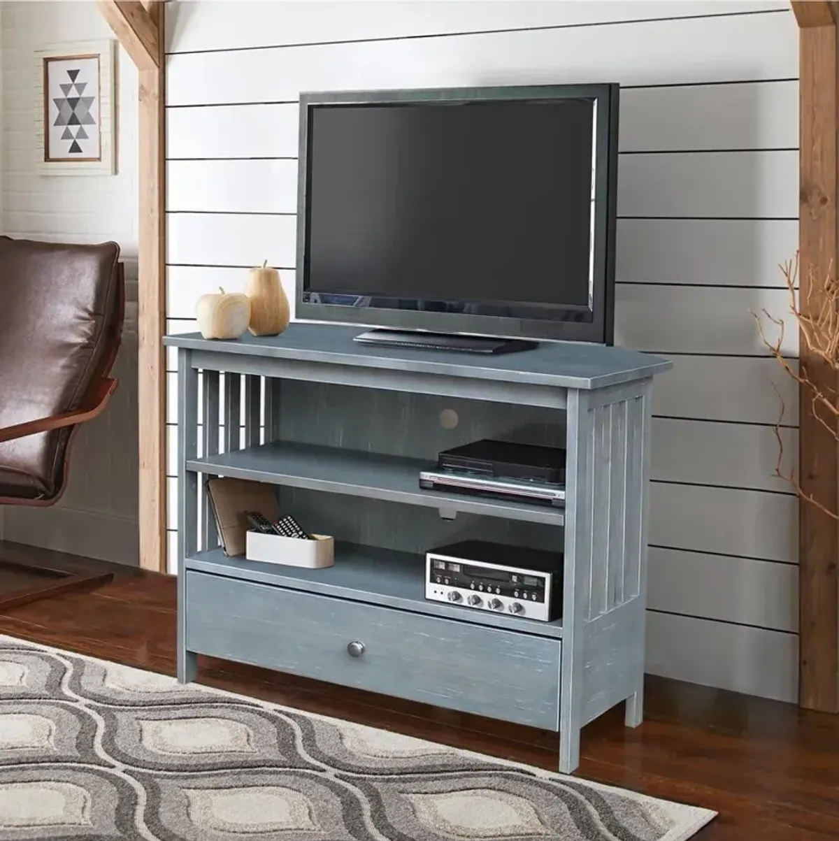 John Thomas Destinations Mission Corner TV Stand in Heather Gray