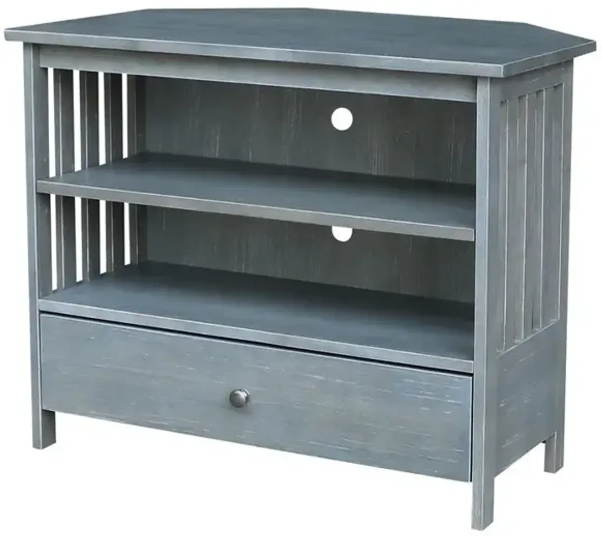 John Thomas Destinations Mission Corner TV Stand in Heather Gray