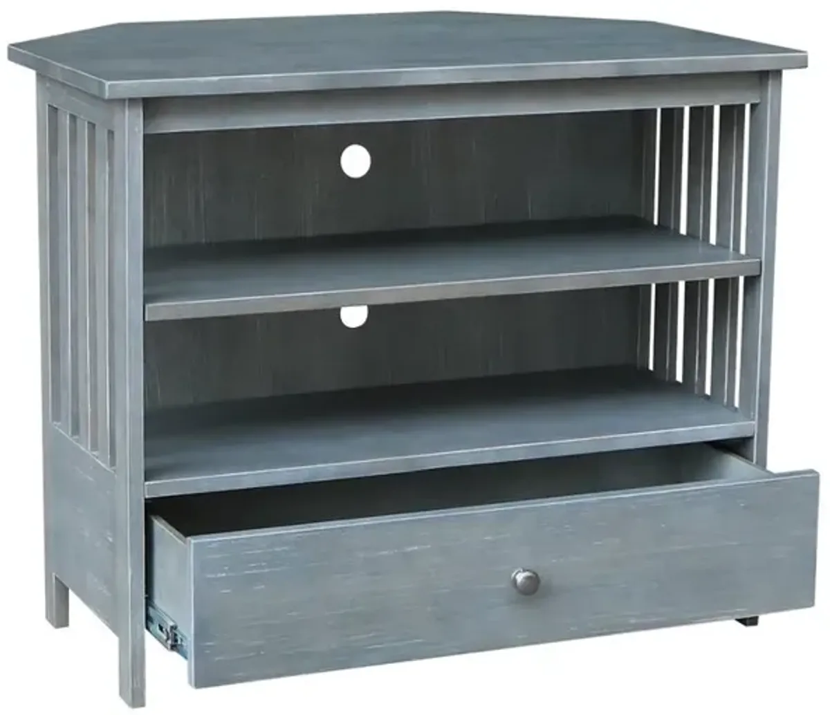 John Thomas Destinations Mission Corner TV Stand in Heather Gray