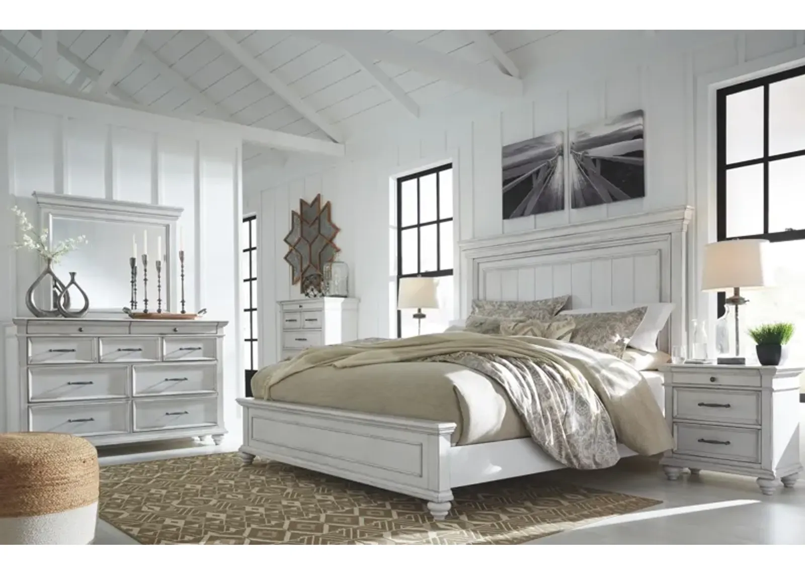 Ashley Kanwyn King Panel Bed Whitewash