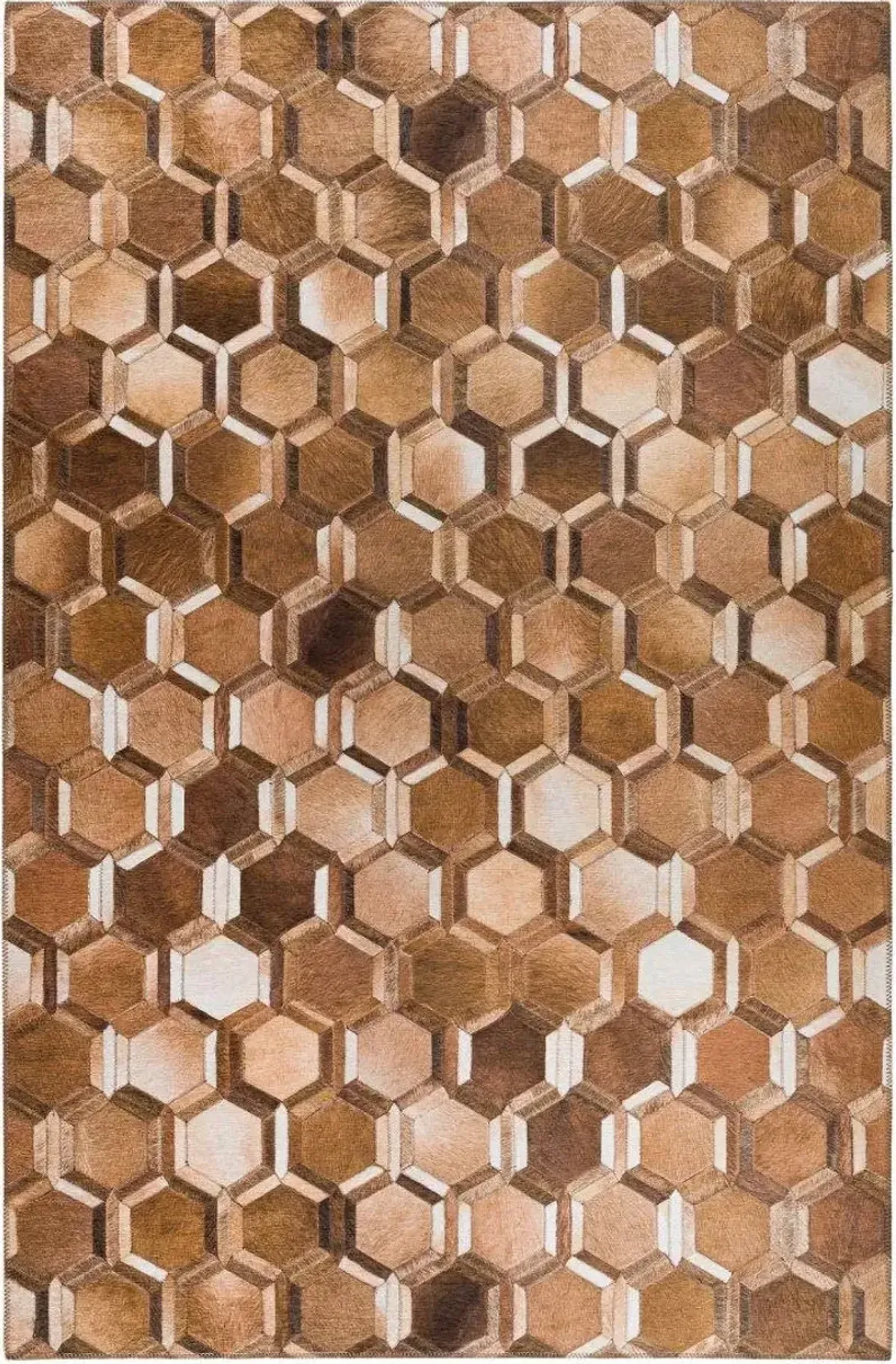 Dalyn Rustic Hexagon Pattern Bison 5'X8' Area Rug in Caramel & Ivory