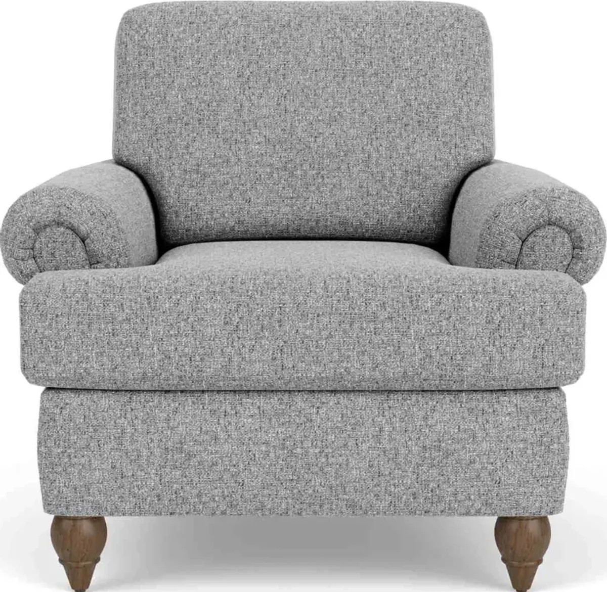 Flexsteel South Haven Silver Tweed Rolled Arm Chair with Square Legs