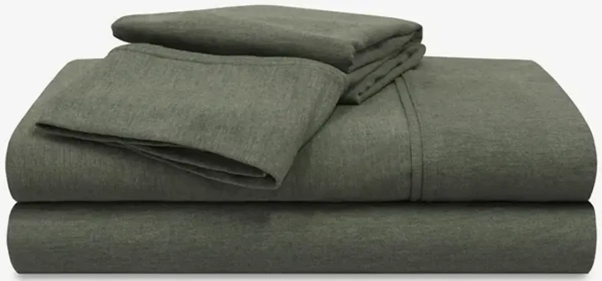 QUEEN FOREST GREEN HYPER-WOOL SHEET SET