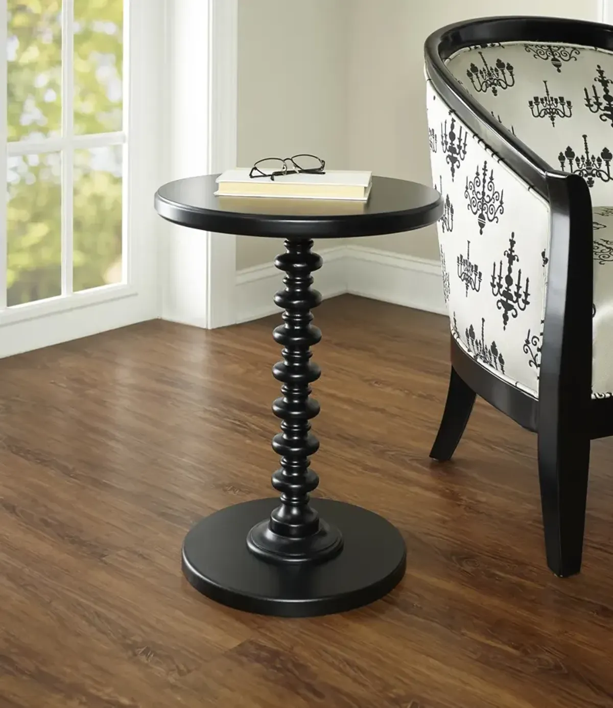 Powell Black Round Spindle Table