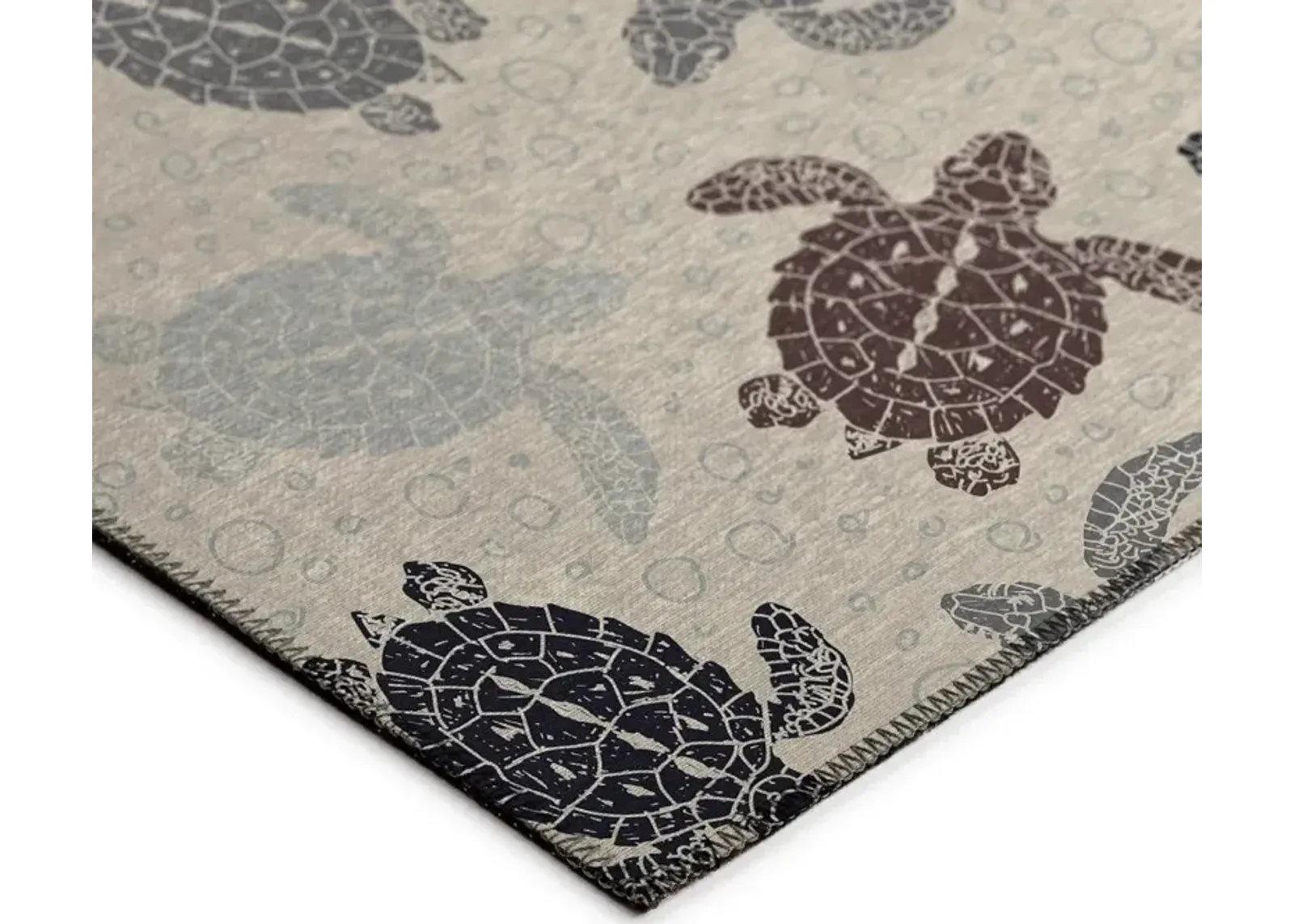 Oceanic Odyssey Nautical Turtle Patterned 5'X8' Area Rug