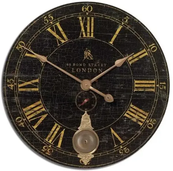 Uttermost Bond Street 30 Inch Black Wall Clock