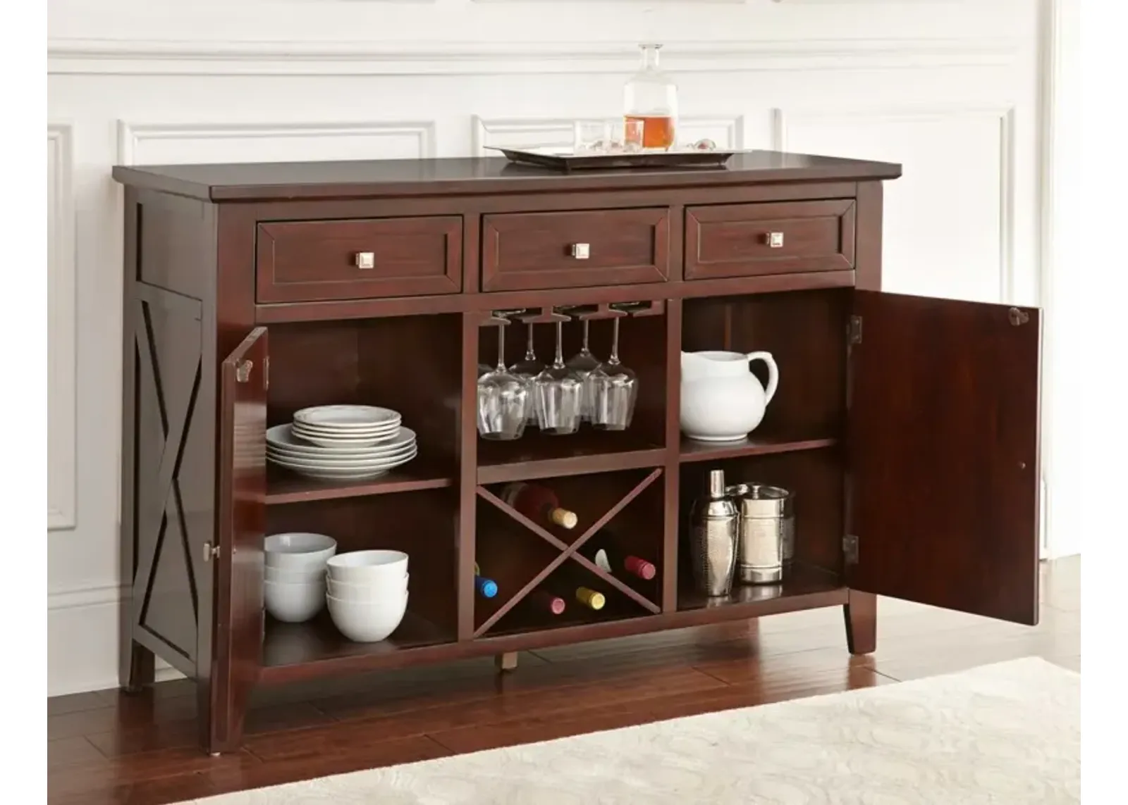 Steve Silver Adrian Espresso Brown Sideboard with Wine Holder