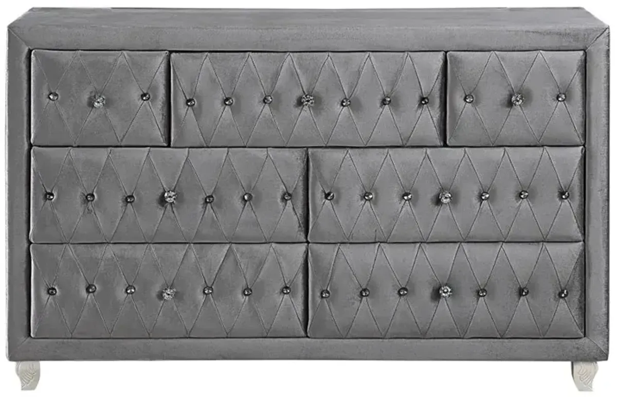 Coaster Deanna 7-Drawer Upholstered Dresser Grey