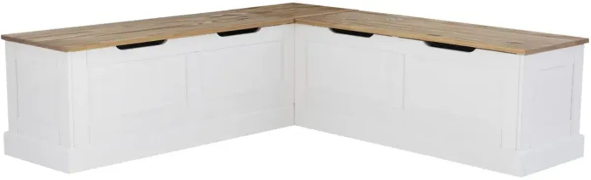 Linon Tobin Backless Two-Tone Breakfast Nook Natural & White