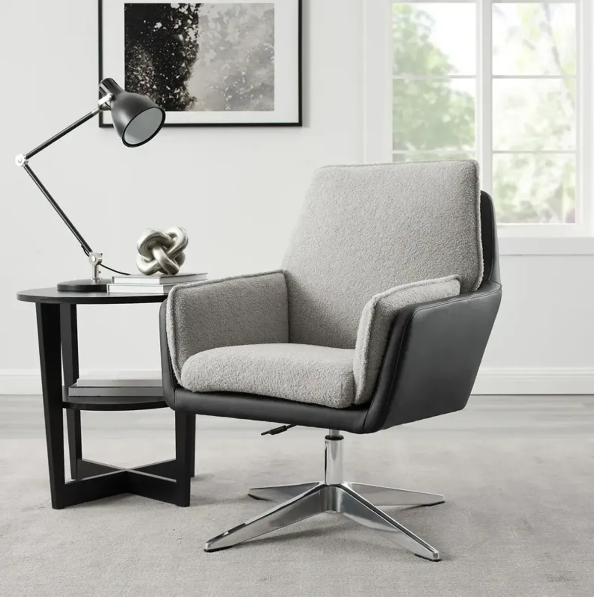 Linon Marion Swivel Chair Black Grey