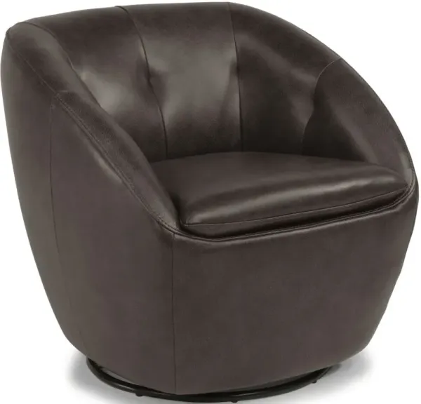 Flexsteel Wade Brown Swivel Barrel Chair