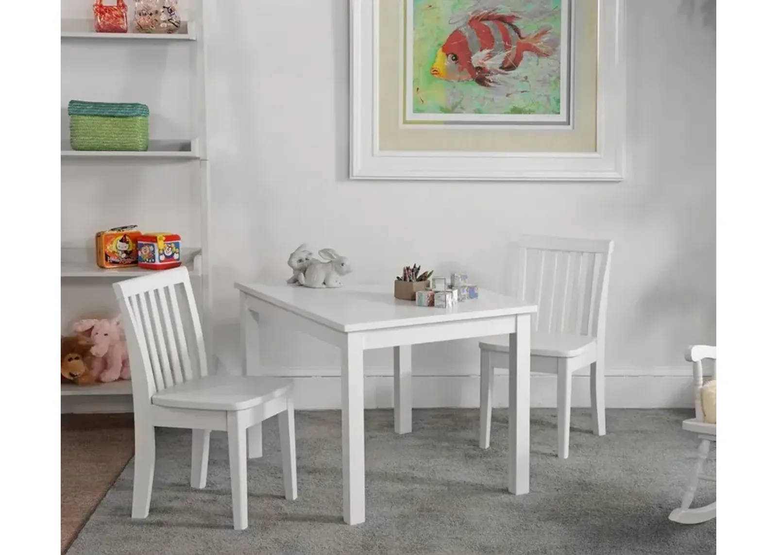 John Thomas Youth Juvenile Table & Wood Chairs in White