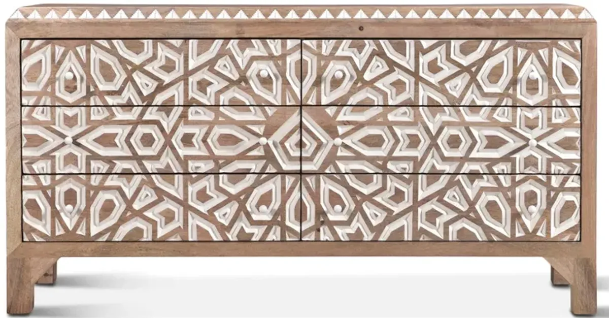 Home Trends Design Tangiers Geometric Carved Dresser