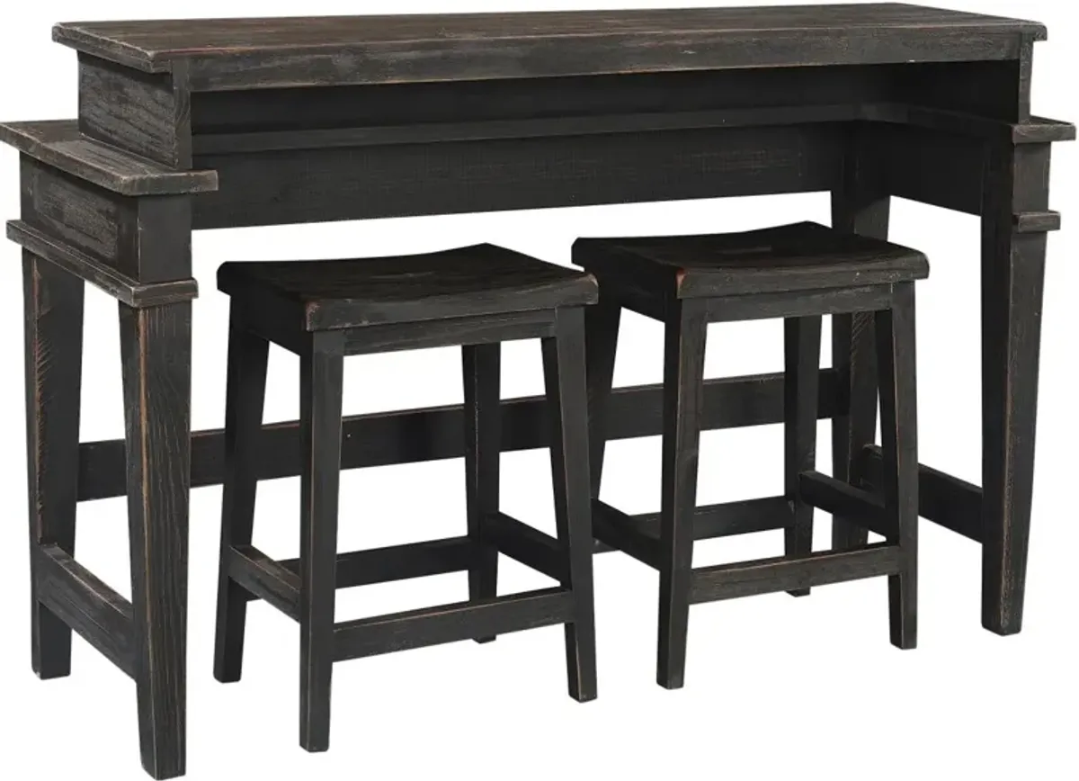 Aspenhome Reeds Farm 3-Piece Weathered Black Bar Stools & Table Set