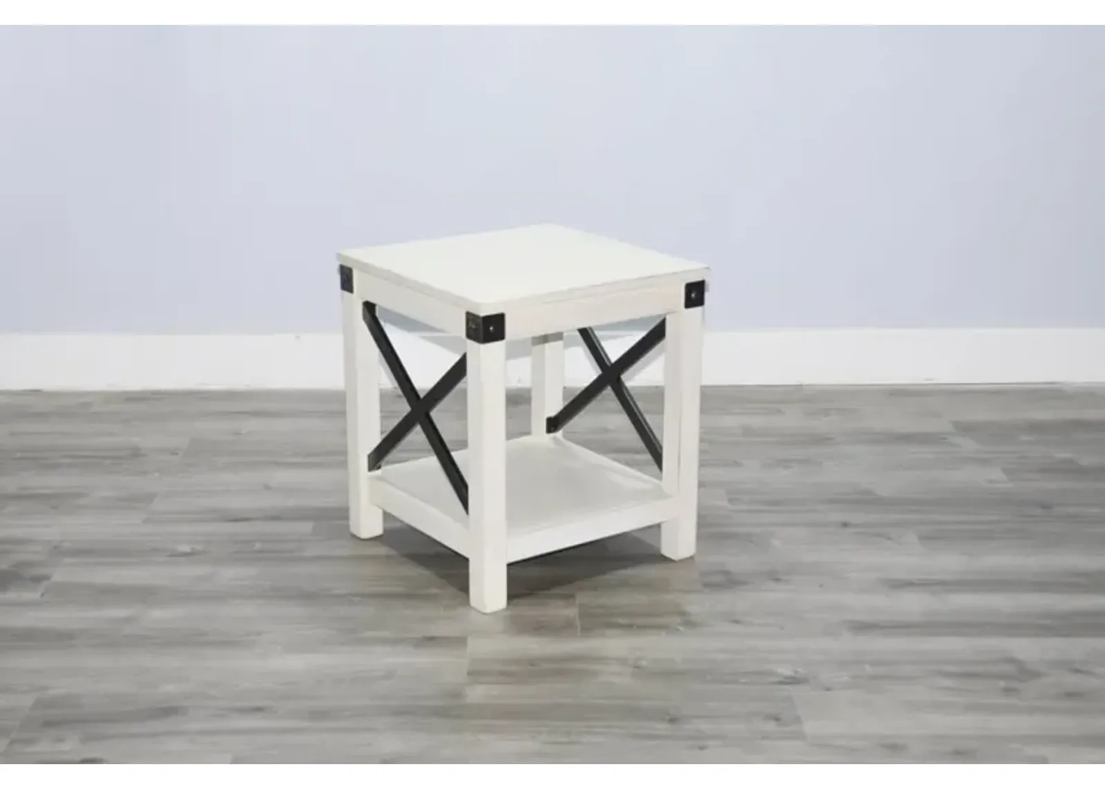 Sunny Designs Bayside Marble White End Table