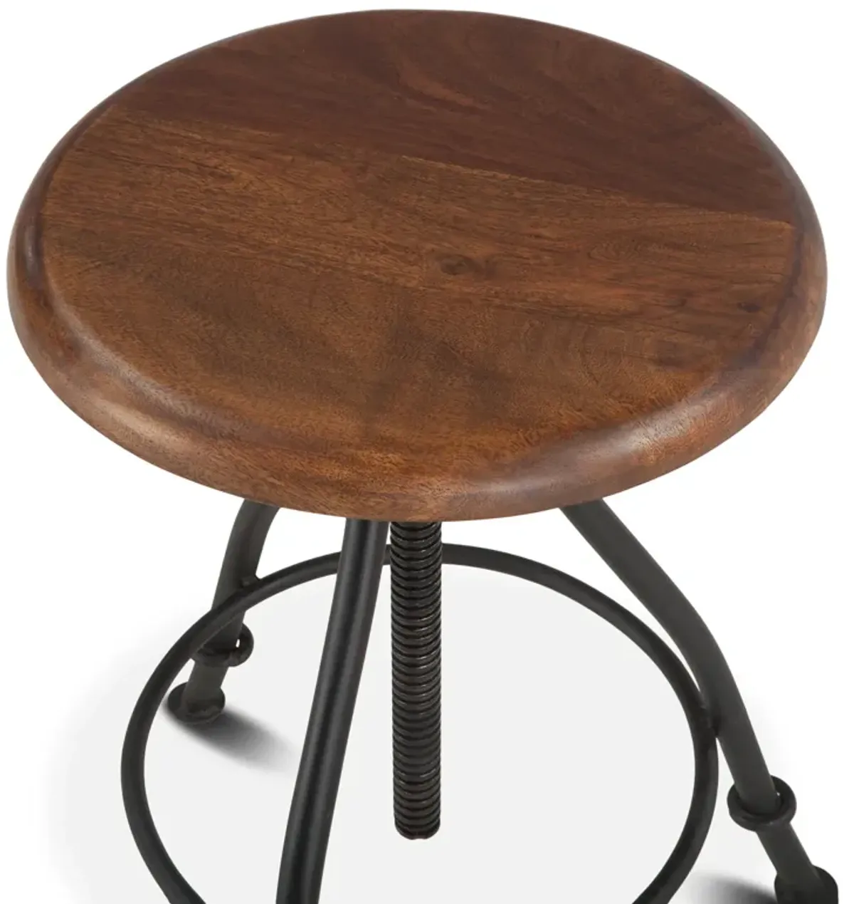 Home Trends Design Industrial Loft Acacia Wood Adjustable Bar Stool