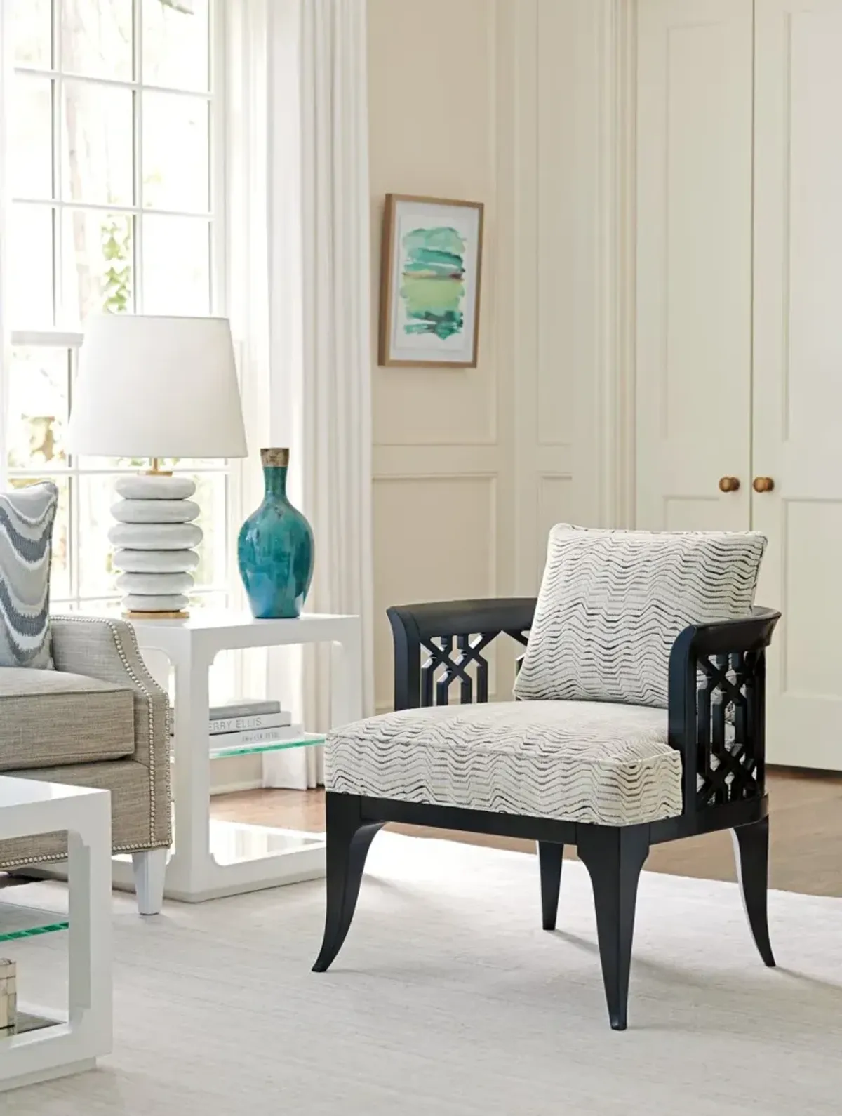 Avondole by Lexington Gatewick Armchair White/Pattern