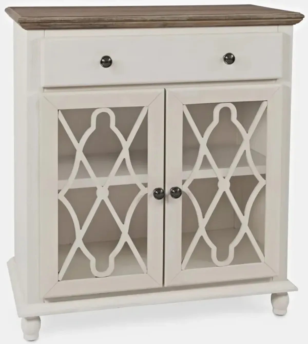 Jofran Aurora Hills 2-Door Accent Cabinet Brushed White Bisque