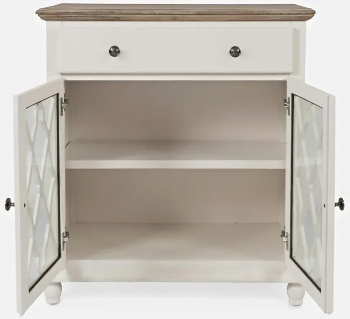 Jofran Aurora Hills 2-Door Accent Cabinet Brushed White Bisque