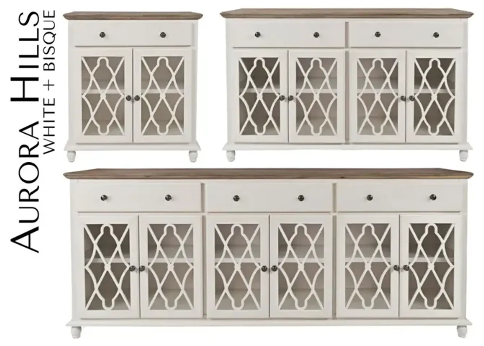 Jofran Aurora Hills 2-Door Accent Cabinet Brushed White Bisque