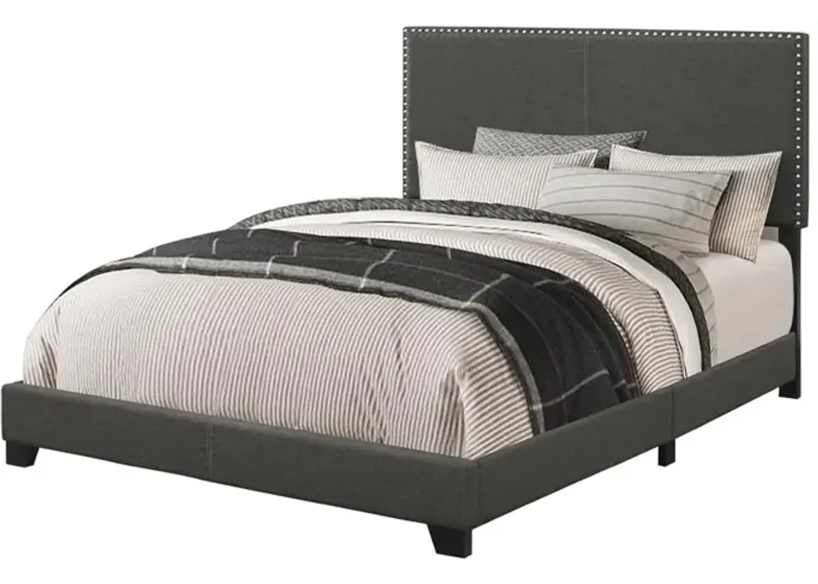 Coaster Boyd Upholstered King Panel Bed Charcoal