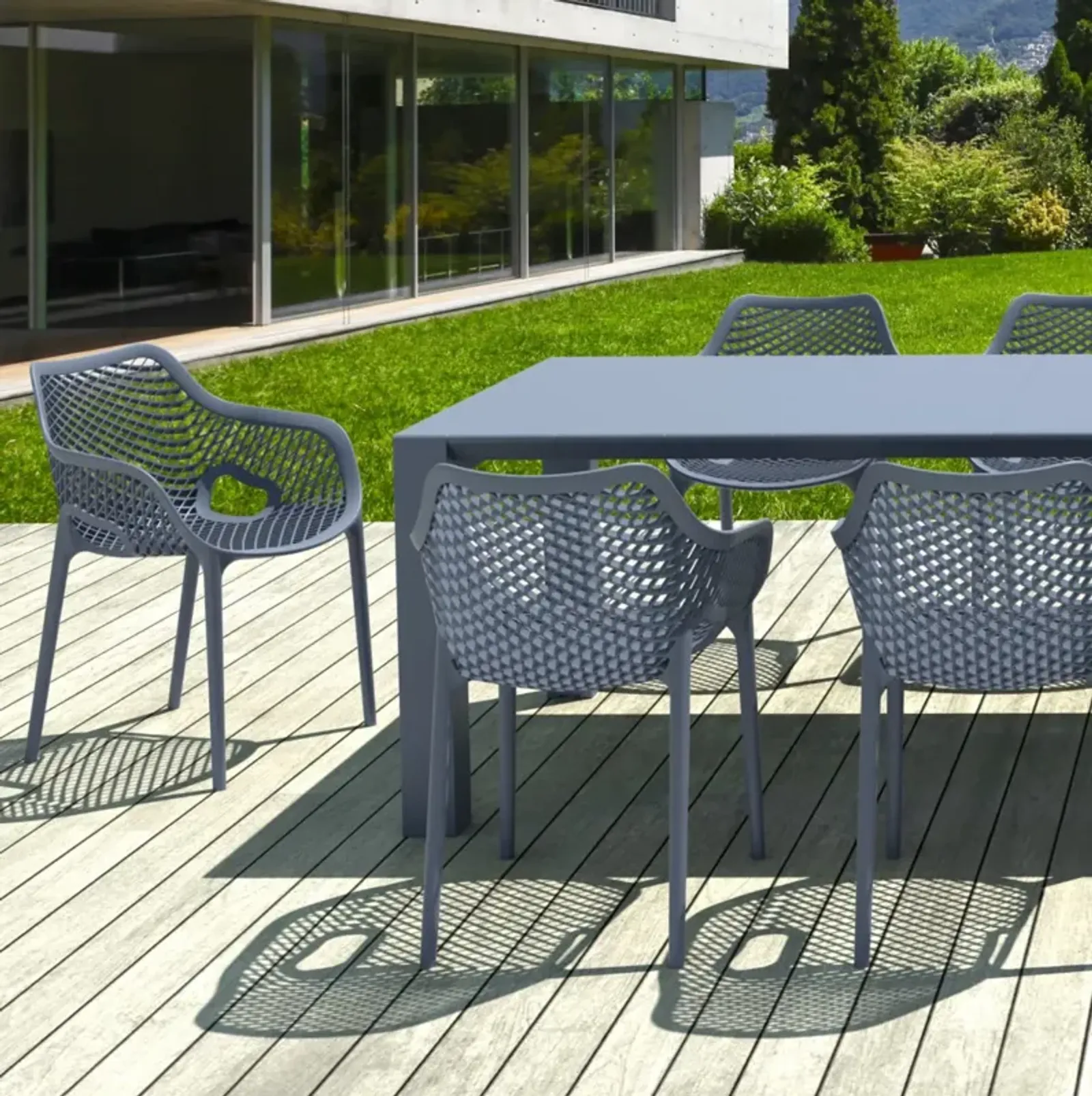 Compamia Air XL Extension Outdoor Dining Set 11-Piece Dark Gray