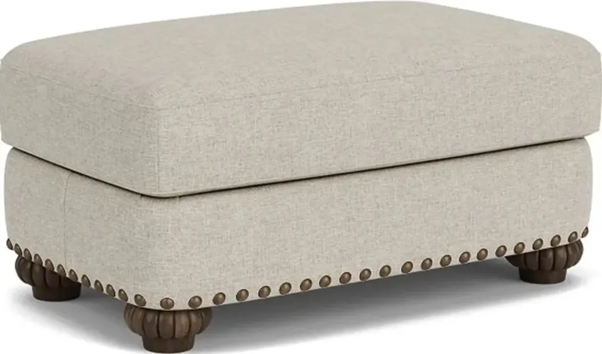 Flexsteel Patterson Silver Driftwood Ottoman with Nailhead Trim