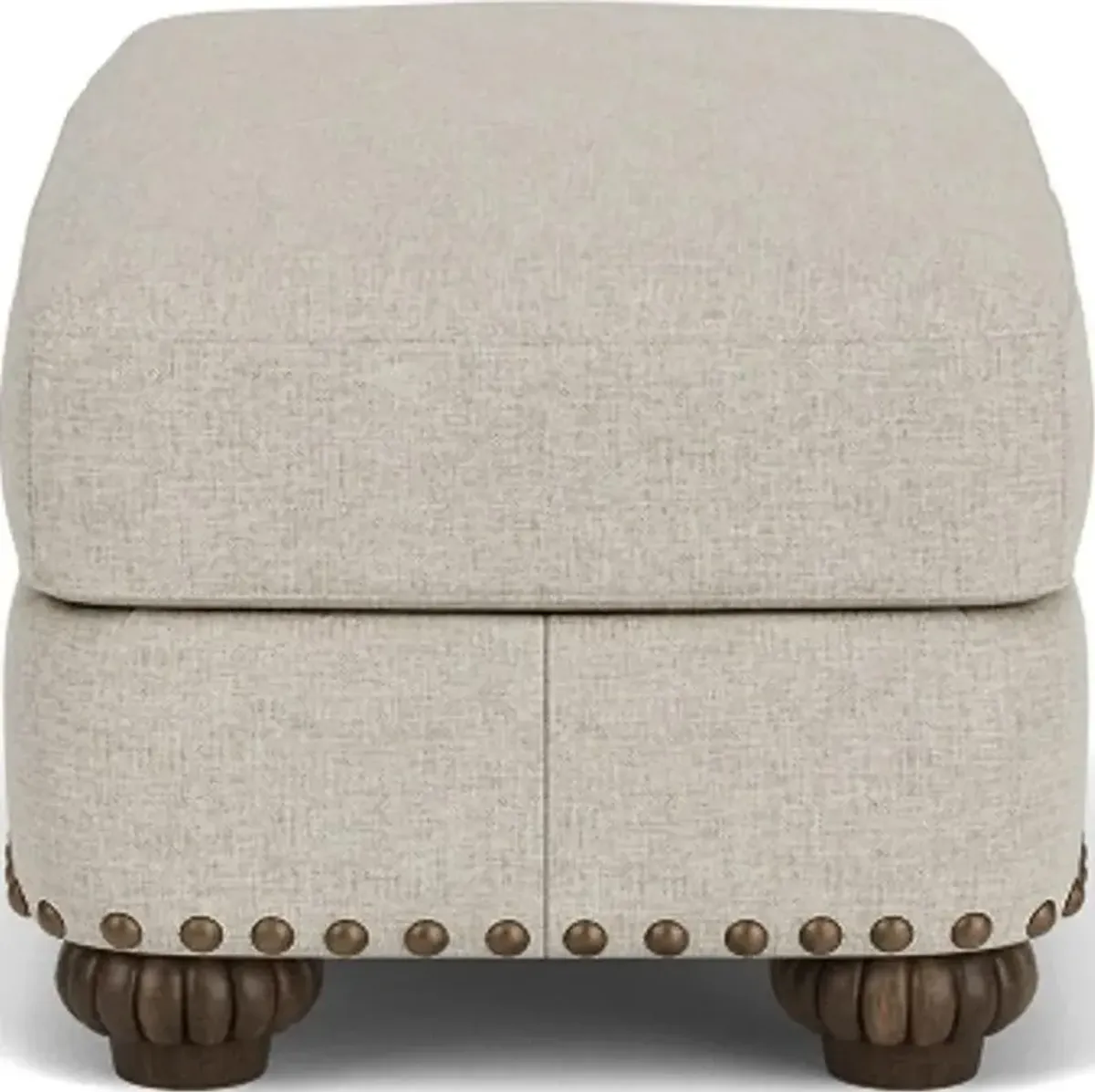 PATTERSON SILVER DRIFTWOOD OTTOMAN WITH NAILHEAD TRIM