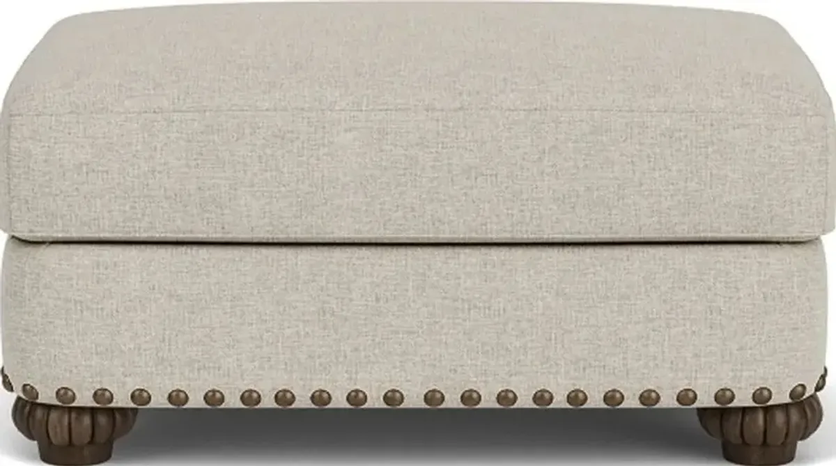 PATTERSON SILVER DRIFTWOOD OTTOMAN WITH NAILHEAD TRIM