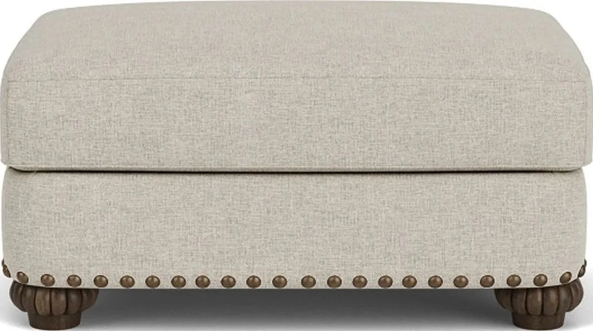 PATTERSON SILVER DRIFTWOOD OTTOMAN WITH NAILHEAD TRIM