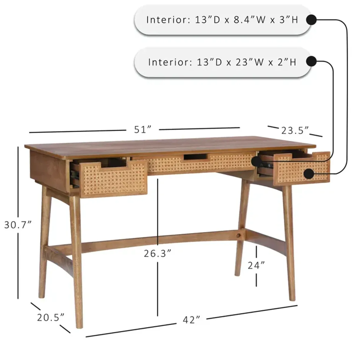 Linon Ryker Rattan Desk