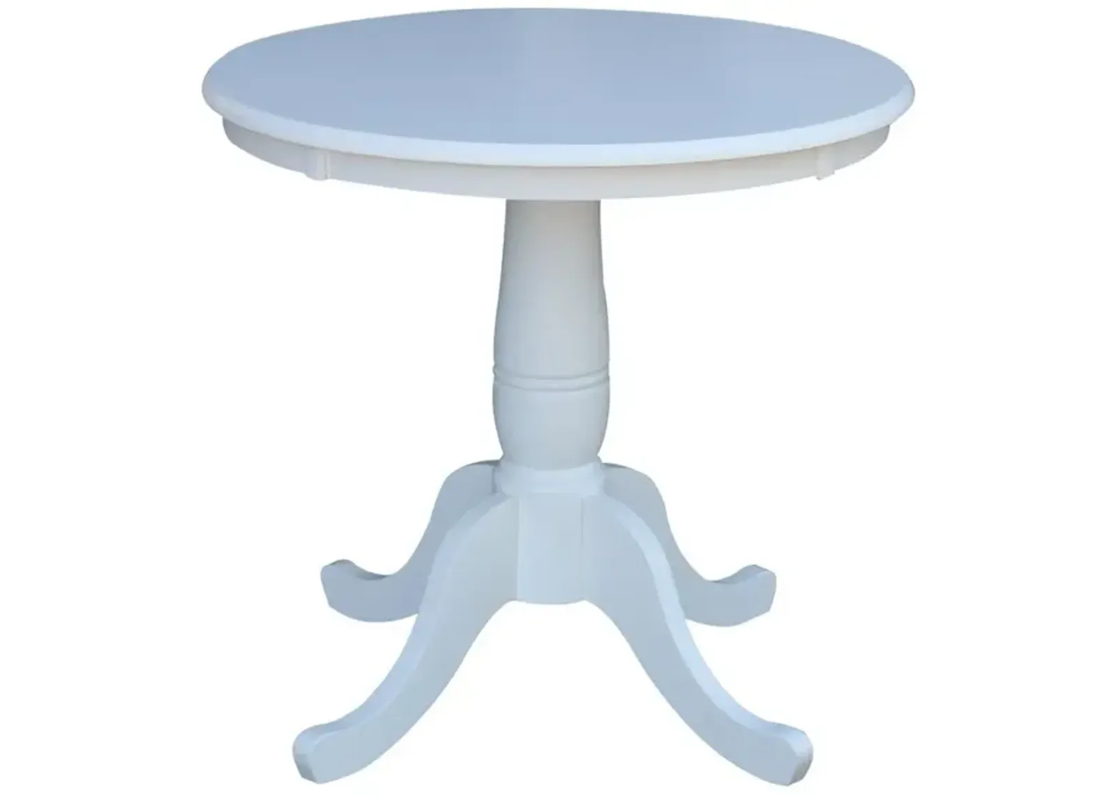 Dining Essentials 30 Inch Round Table Top with 30 Inch Traditional Pedestal Base in Pure White