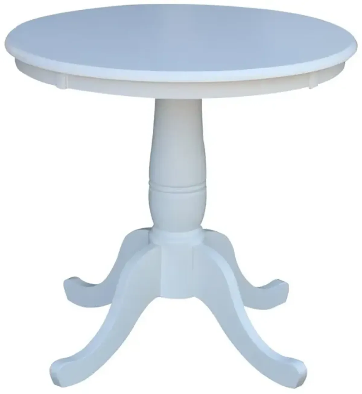 Dining Essentials 30 Inch Round Table Top with 30 Inch Traditional Pedestal Base in Pure White