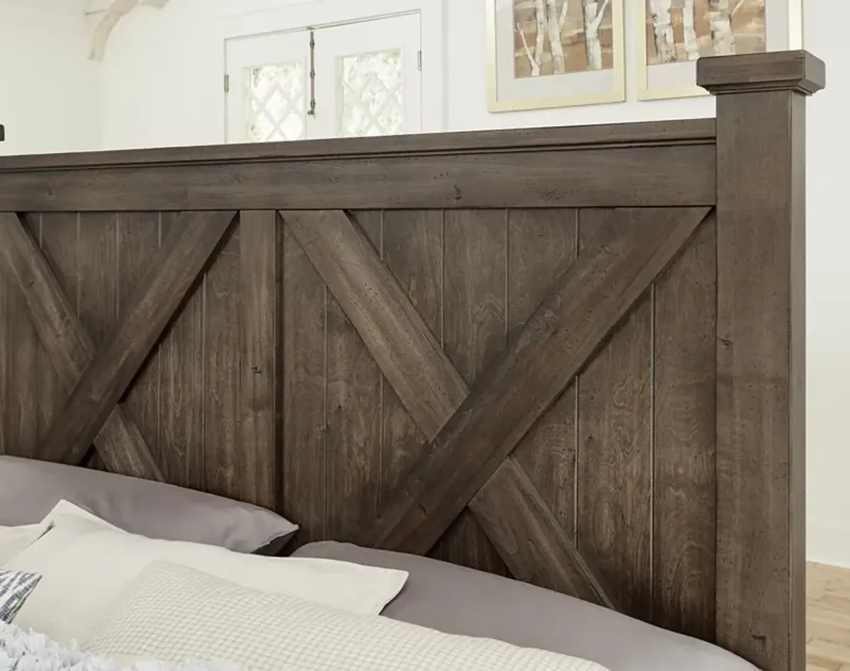 Vaughan-Bassett Cool Rustic Mink X-Queen Headboard