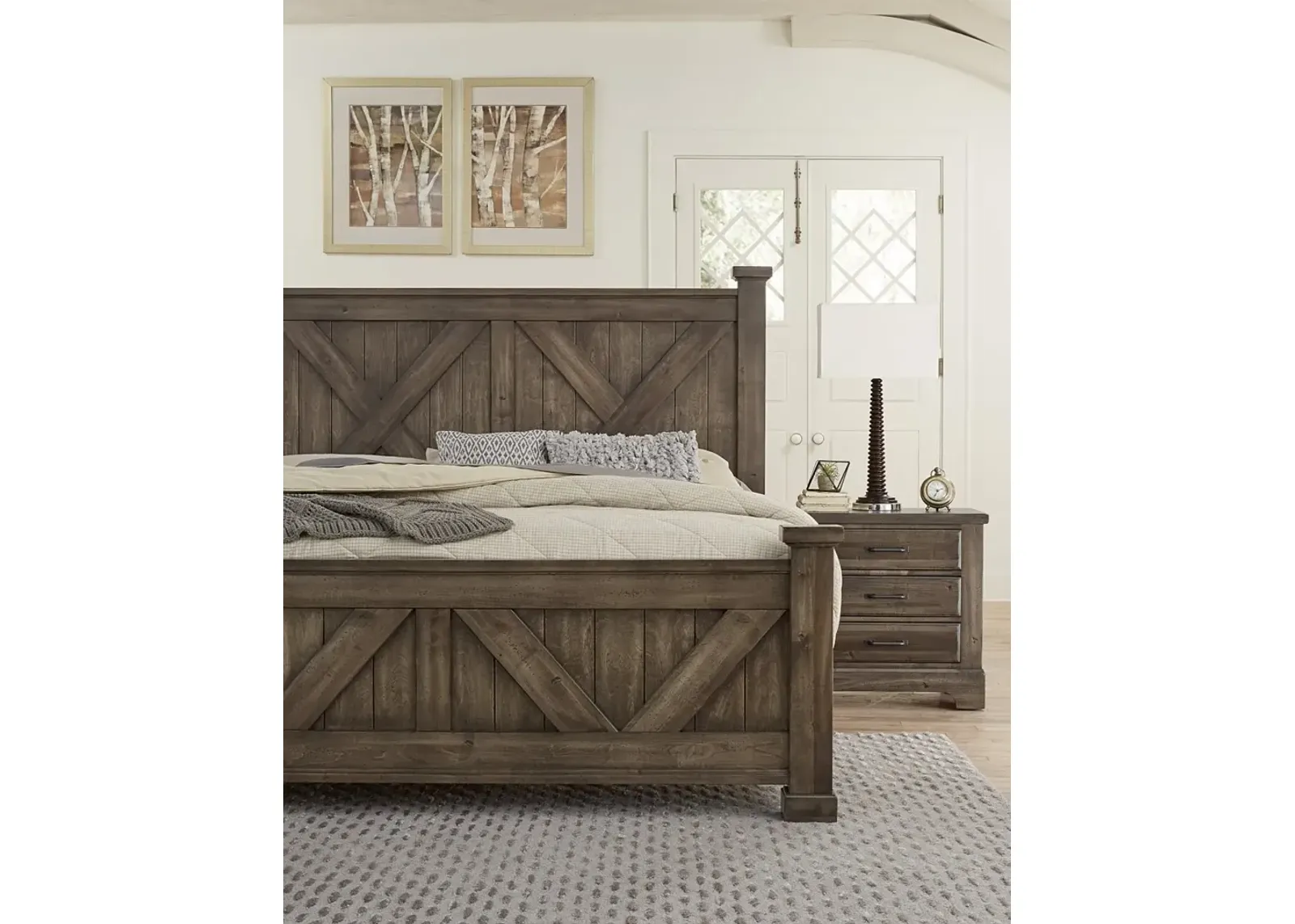 Vaughan-Bassett Cool Rustic Mink X-Queen Headboard