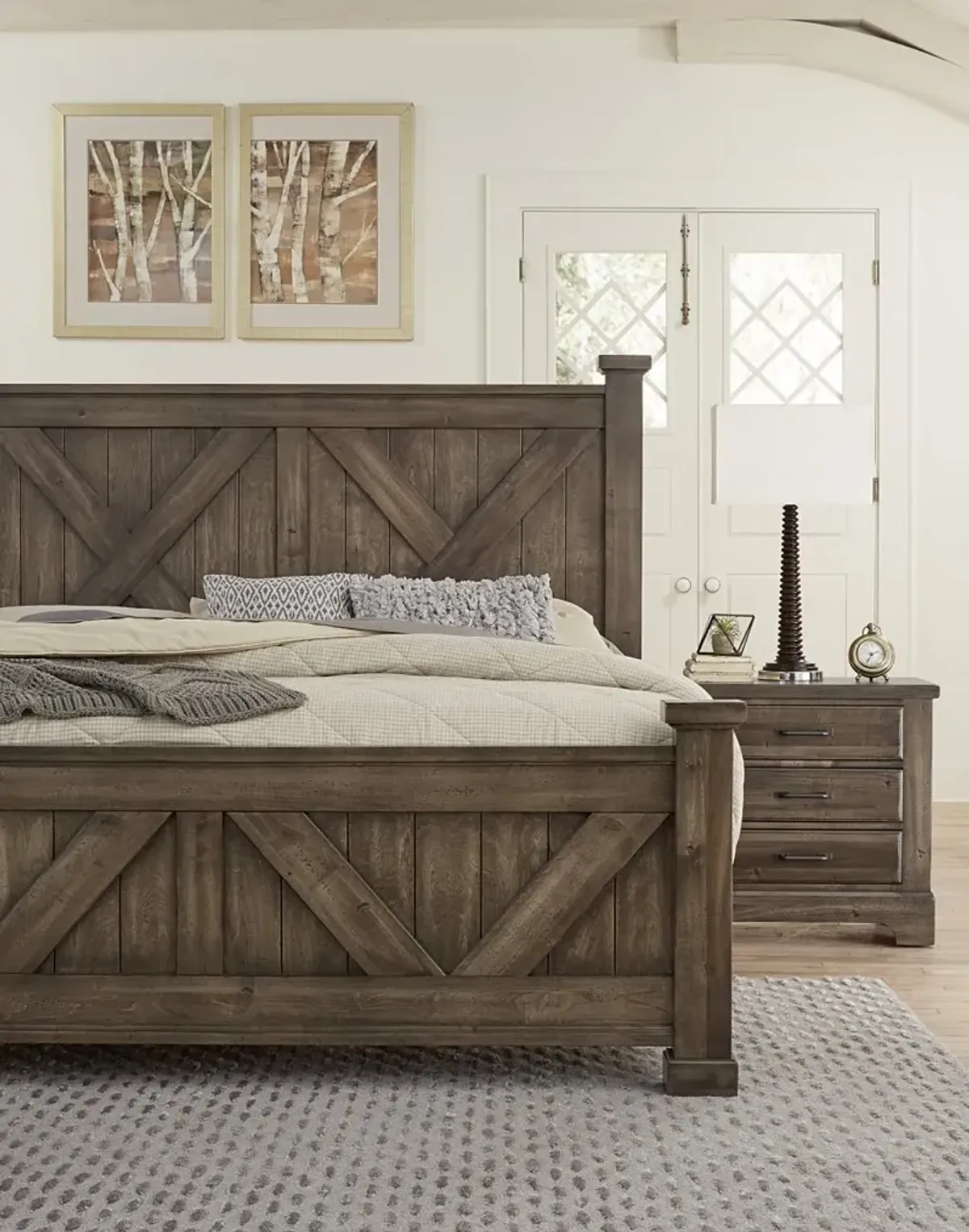 Vaughan-Bassett Cool Rustic Mink X-Queen Headboard